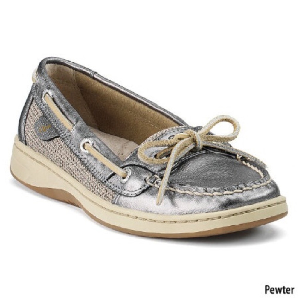 Sperry Angelfish Pewter Silver Boat Shoe